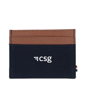 Houston Card Wallet- Navy Blue with Tan
